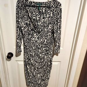 Lauren Ralph Lauren abstract print jersey faux wrap dress Cocktail Party Office